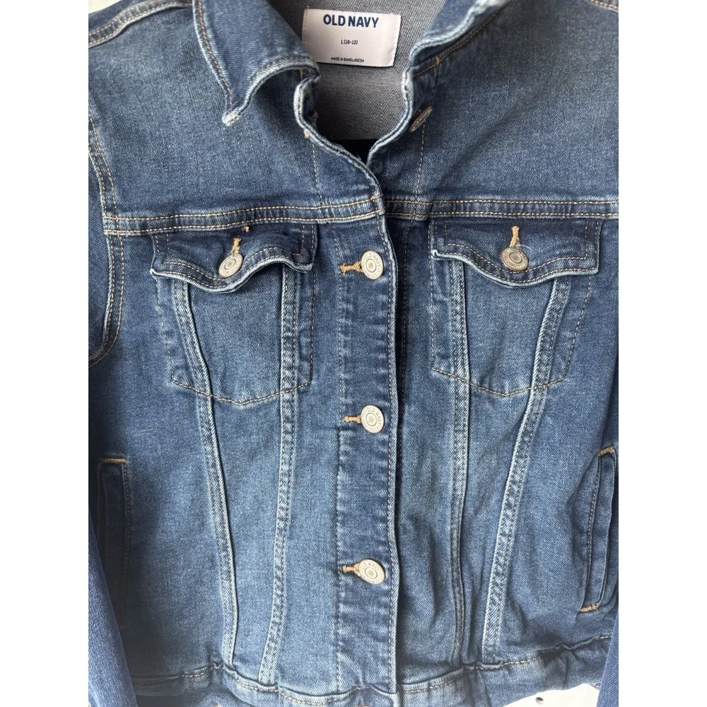 Old Navy‎ Girls 10-12 Denim Jean Jacket Button Front Cotton Stretch Blue